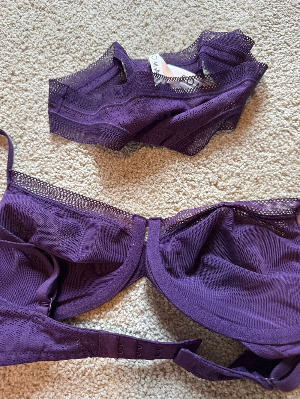 Soma Deep Purple Lace Underwire Bra and Bikini Set